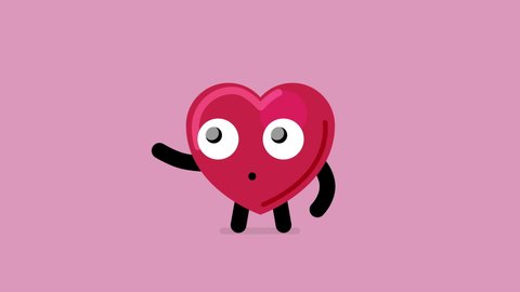 Cute heart character blowing kisses and hearts into the air for Valentine's Day. 4k looping animation with alpha channel Video Stok