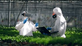 Biologists use VR equipment while working with plants in a greenhouse. - Powered by Shutterstock - Get 15% off with code: PIKWIZARD15