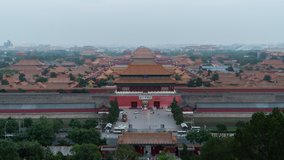 Video of People Walking in Jingshan Park, Tourists Looking at Old Houses and Learning more about History. Time Lapse/Timelapse