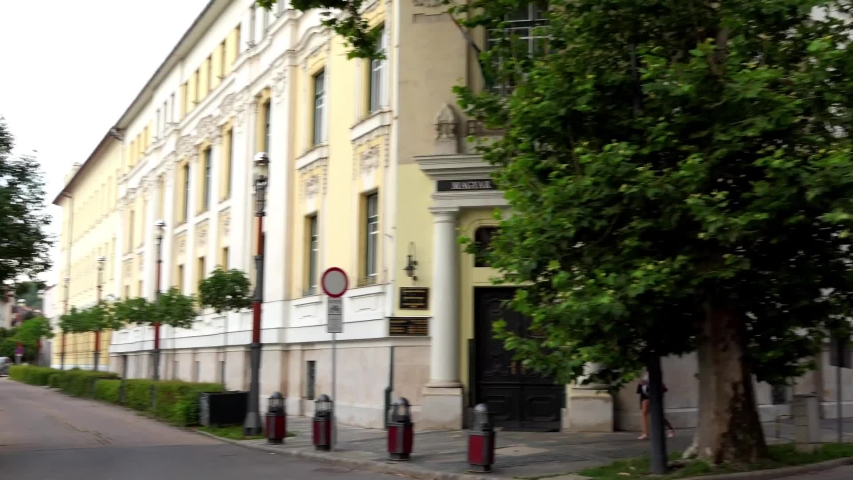 Heroes Square (Hosok tere) is north from Szechenyi Street and Villanyrendor. Miskolc, Hungary.