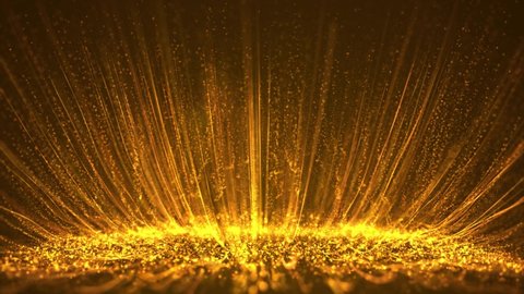 Golden particle streaks rsing is a spectacular motion, luxurious gold particle stripes continue to rise. Elegant light particle video, used for awards ceremony, awards party, stage screen background.