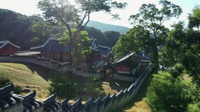 Aerial Video The Namhansanseong Fortress in South Korea 