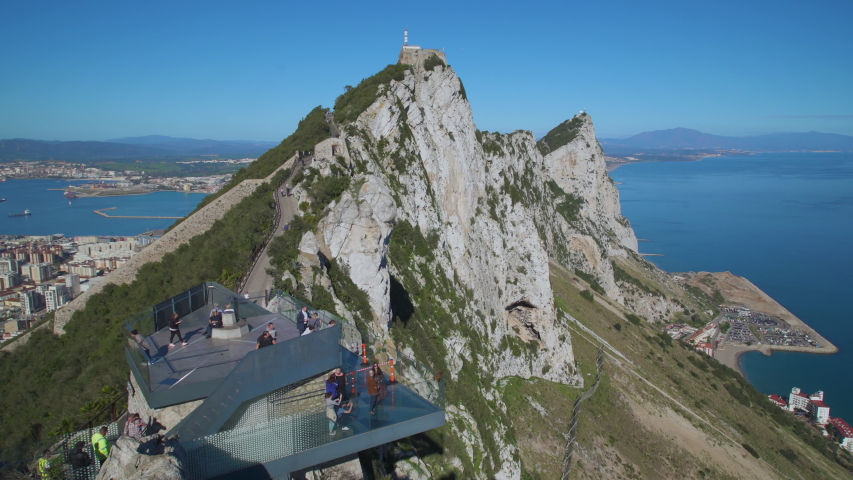 View northwards to the top of the Rock of Gibraltar, Gibraltar, UK