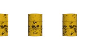Old rust metal barrel oil row. 3d render Video available in 4k FullHD and HD render footage - Powered by Shutterstock - Get 15% off with code: PIKWIZARD15