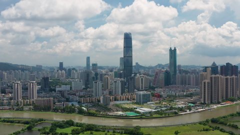 4k aerial video of Shenzhen CBD in China