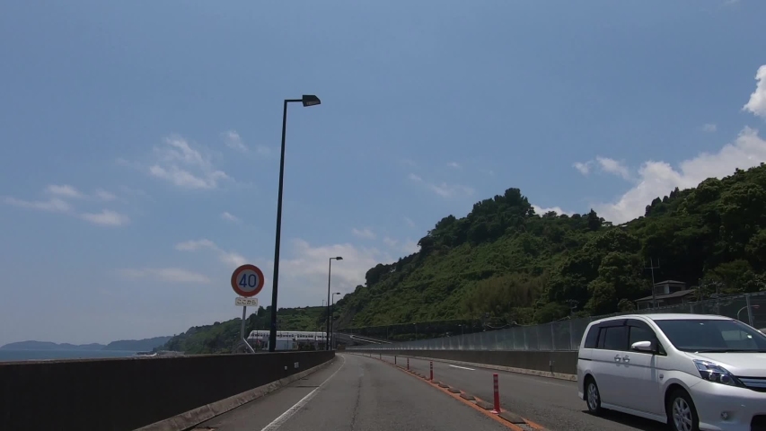 Japanese road. Approach to toll booth
