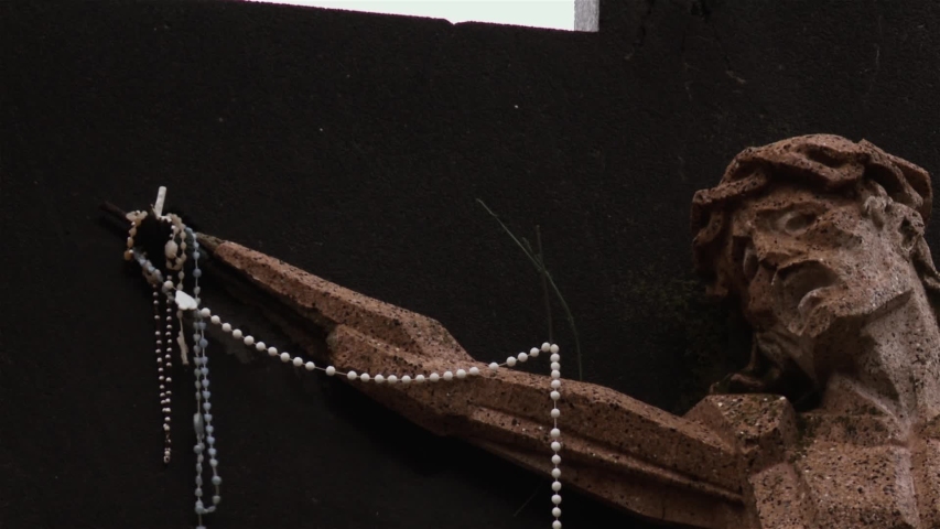 Close Up of Crucified Jesus with Rosary Beads, Cristo de Carhue, Near Epecuen, Buenos Aires, Argentina