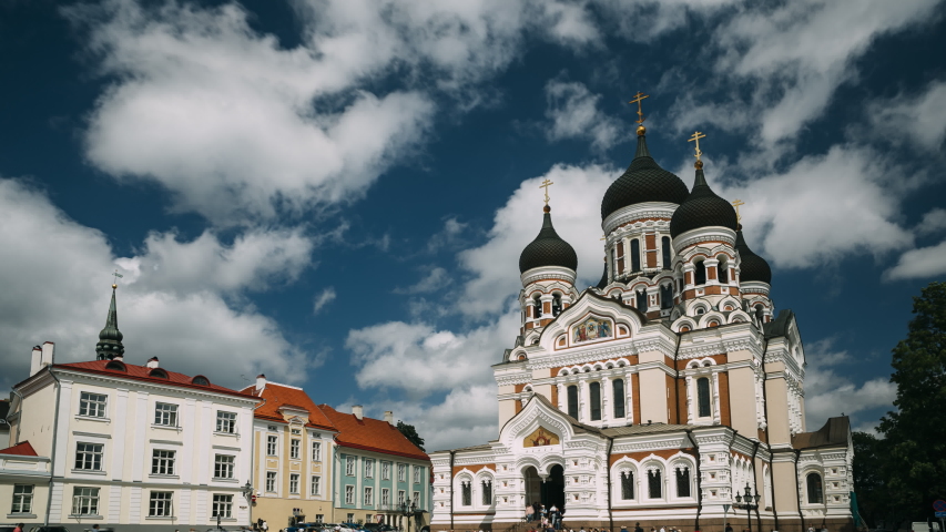 Tallinn, Estonia. Alexander Nevsky Cathedral. Famous Orthodox Cathedral. Popular Landmark And Destination Scenic. UNESCO World Heritage Site