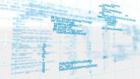Digital composite of a cardboard box sliding forward and a popping open in an empty white room. On the foreground are program codes with grid lines - Powered by Shutterstock - Get 15% off with code: PIKWIZARD15