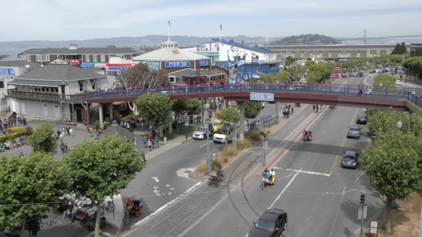 Elevated shot over Pier 39, Fisherman