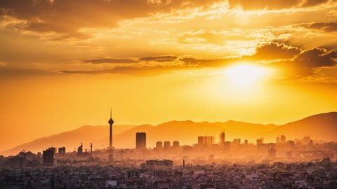 4K Tehran-Iran time-lapse with milad tower in the frame
cityscape timelapse of Tehran city from day to night with beautiful sunset.