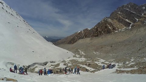 Himalayan mountaineers at Himalayan peak.