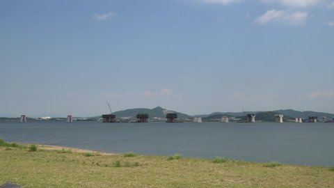 Asanho lake view, Wollangsan mountain, bridge construction works , Pyeongtaekho sightseeing