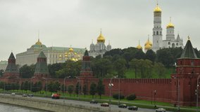 Time lapse of cars driving near the Kremlin, Moscow, Russia