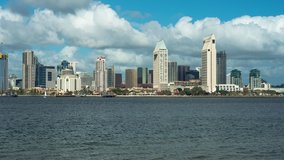 Time lapse of skyline of downtown San Diego, California, United States,
