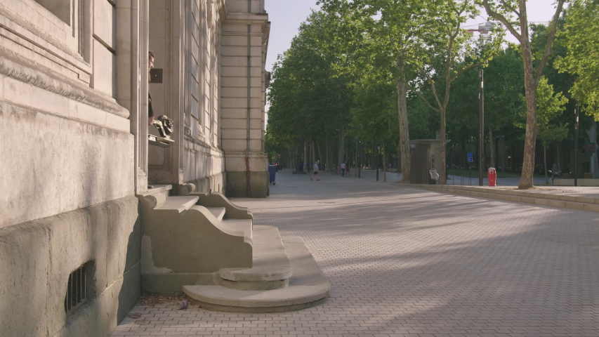 Young Businessman Going To Work by Electric Scooter in City 2