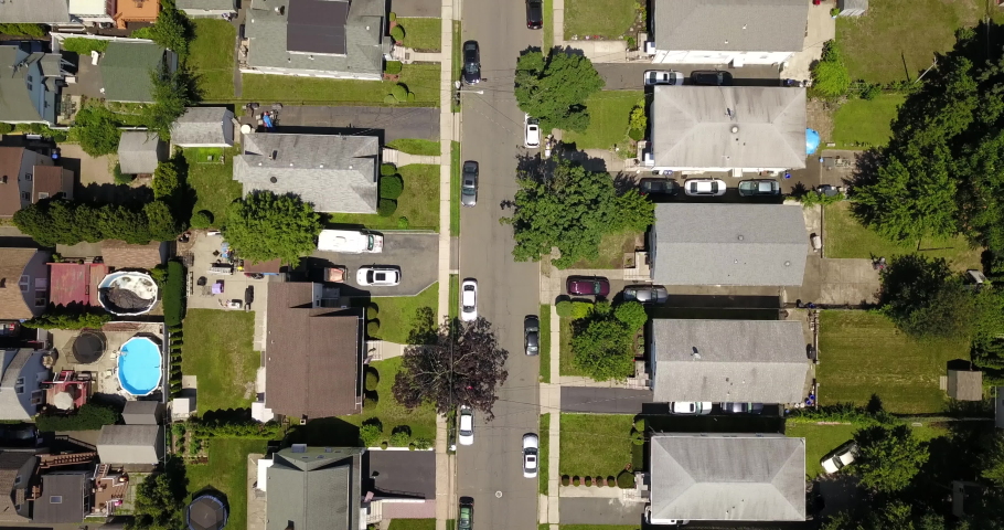 Drone straight down following housing street