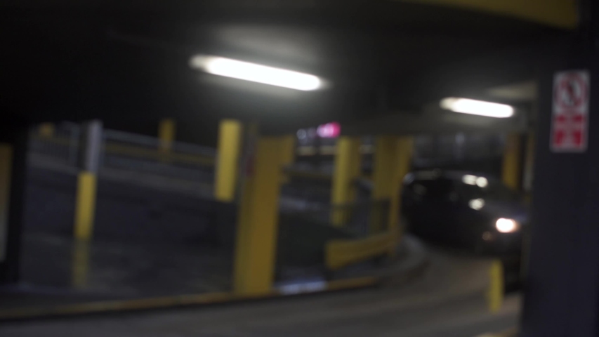 single car pulling out of spiralled Car Park exit - Manchester December 2018
