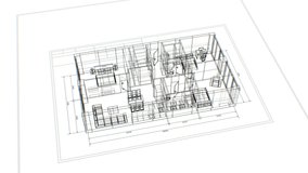 Abstract Apartments Building Process with Furniture on Black Background. Last Turn is Loop-able. Looped 3d Animation of Rotating Blueprint. Construction Business Concept. 4k Ultra HD 3840x2160. - Powered by Shutterstock - Get 15% off with code: PIKWIZARD15