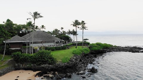 Aerial panoramic view of restaurant on Maui, Hawaii.