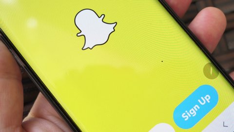 TEL-AVIV - JULY 2019: Using snapchat app