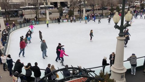 Chicago, IL / United States - 12 25 2018: Public skate park