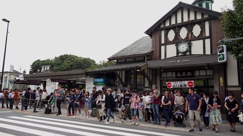 Harajuku, Tokyo / Japan - 10 08 2018: Public people at station, Tokyo.
