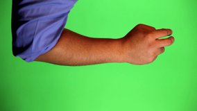 An arm in front of a green screen to be keyed and used at will. Rotate image for best results. Originally used for a few animated whiteboard videos. Two finger pushing and pulling.