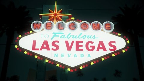 Las Vegas Sign At Night, Centered Rotating Crash Zoom