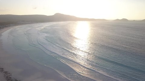 Aerial view of the lucky bay in the australian cape le grand national park. Clear water, beautiful sandy beaches, rugged rocks and wild kangaroo adorn this idyllic landscape