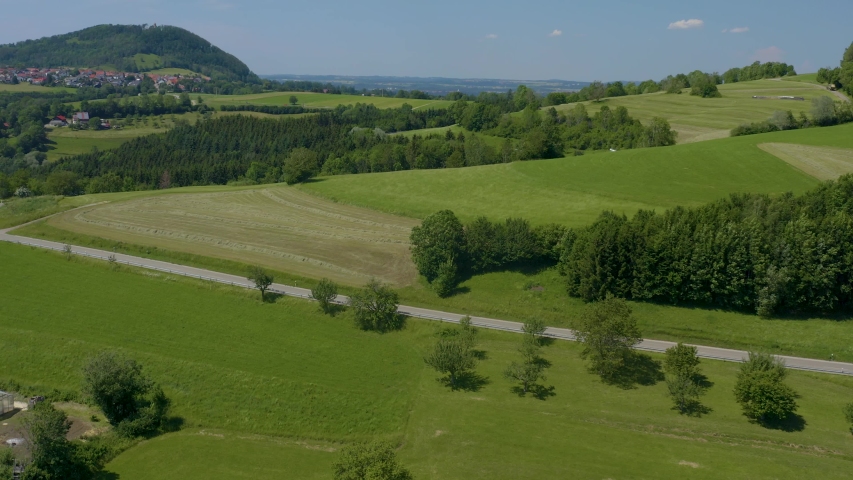 Aerial of hills around Wissgoldingen in Germany