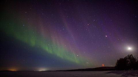 Russia, Murmansk region, Imandra lake, aurora borealis