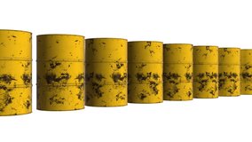 Old rust metal barrel oil row. 3d render Video available in 4k FullHD and HD render footage - Powered by Shutterstock - Get 15% off with code: PIKWIZARD15