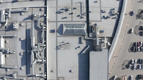 engineering systems on the roof of an industrial building.