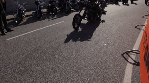Hamburg, Germany - 01 15 2019: Harley Davidson biker with a girl as pillion driver
