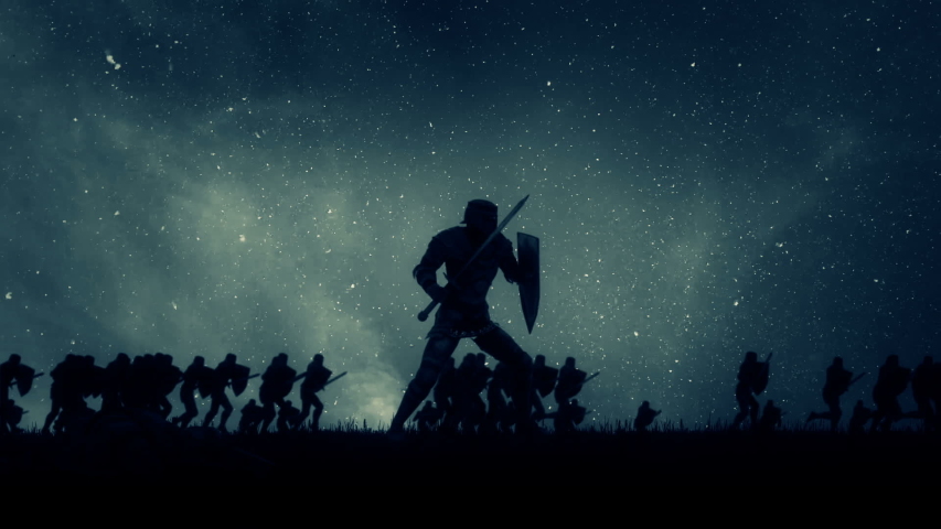 Army of Medieval Knights Fighting in the Battle Field