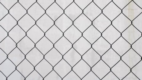 Isolated chain-link fence on white background, panning back and forth