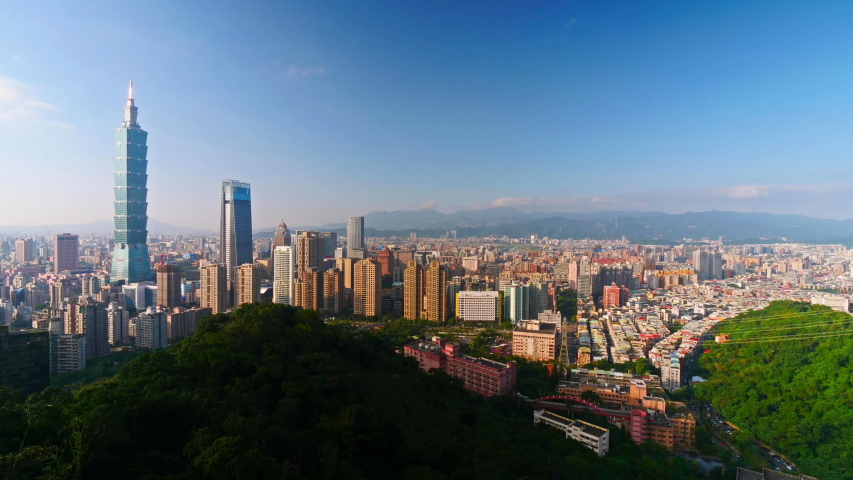 Aerial timelapse shot of Taipei city, Taiwan