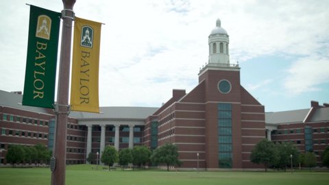 Waco, Texas - July 12 2019: Baylor University flag banner