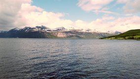 Drone video on the fjords in Norway, warm editing