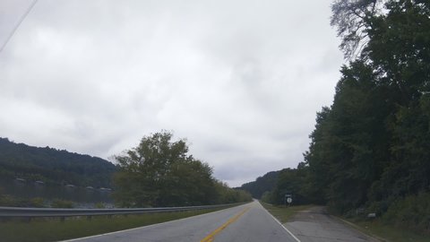 Drive Plate-Tree lined 2 lane Toccoa Highway 123 through rural South Carolina-POV