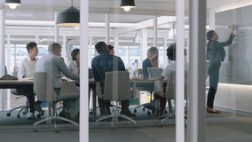 group of business people meeting in boardroom team leader woman presenting ideas on whiteboard discussing strategy with colleagues in office training presentation 4k - Powered by Shutterstock - Get 15% off with code: PIKWIZARD15