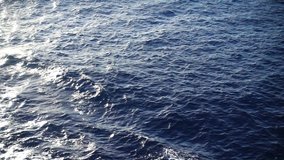 Slow motion video of deep blue wavy sea