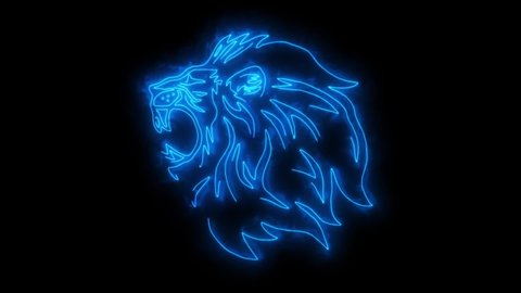 Blue Lion Head Animated Logo with Reveal Effect