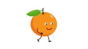 Orange cartoon character walking and smile. Looped animation with alpha channel.