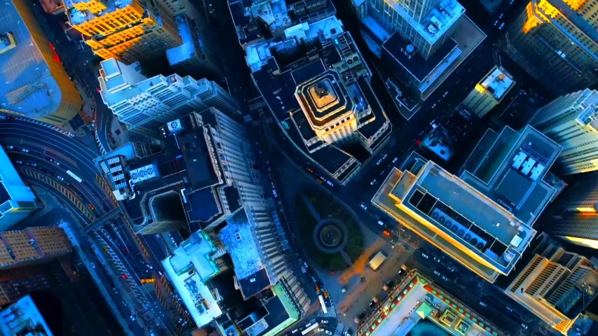 Tops of New York Skyscrapers Aerial View Height | Shutterstock HD Video #1033310666