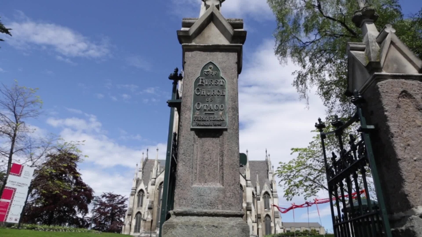 Old city. Dunedin, New Zealand. The camera is moving.