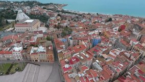 Aerial view of the coastal part of Tarragona, Spain. Video from the drone.