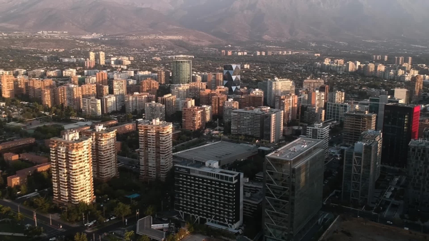 360 panoramic view of skyscrapers in Santiago chile