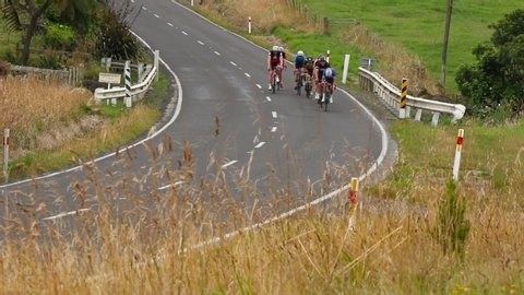 New Plymouth, Taranaki / New Zealand - 01 26 2019: Cyclists in the BDO Around the Mountain Cycle Challenge